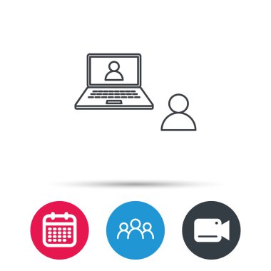 Görüntülü sohbet simgesi. Webcam sohbet işareti.