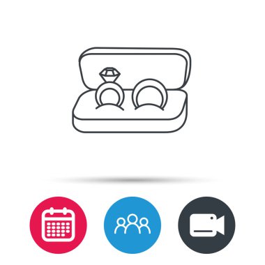 Alyans simgesi. Takı ile elmas işaret.