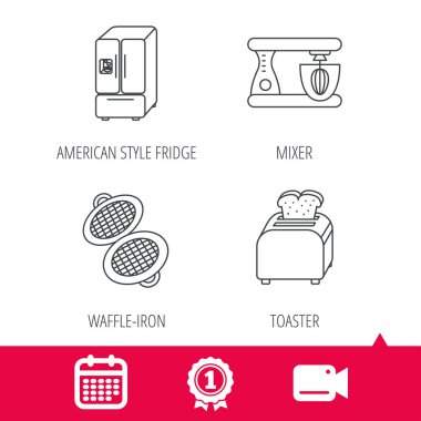 Amerikan tarzı buzdolabı, ekmek kızartma makinesi ve Mikser simgeler.