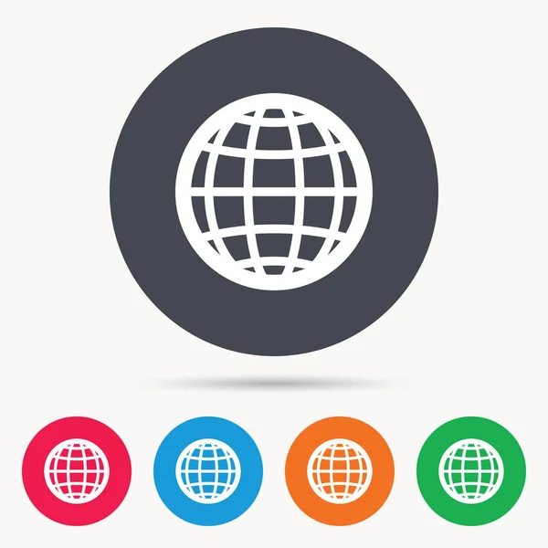 Icono del globo. Signo del mundo o internet . — Vector de stock