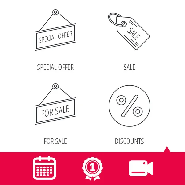 Special offer, discounts and sale coupon icons. — Stock Vector