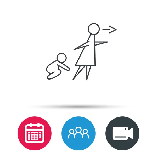 Zonder toezicht baby pictogram. Babysit teken. — Stockvector