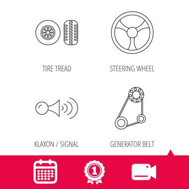Klakson sinyal, lastik ve direksiyon simidi simgeleri.