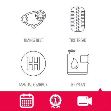 Tekerlek, manuel şanzıman ve zamanlama kemer simgeler.