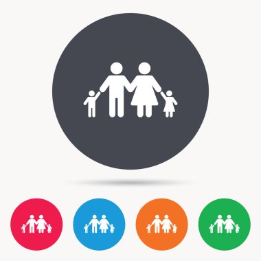 Aile simgesi. Baba, anne ve çocuk işareti.