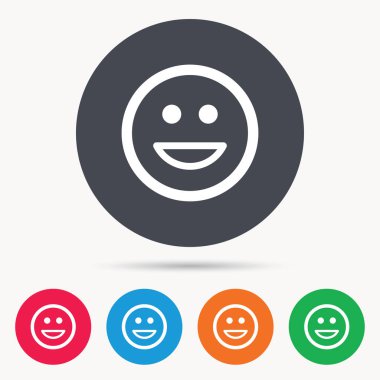 Mutlu gülümseme simgesi. Smiley kahkaha ifade işareti.