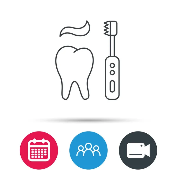 Fırçalama diş simgesi. Elektrikli diş fırçası işareti. — Stok Vektör