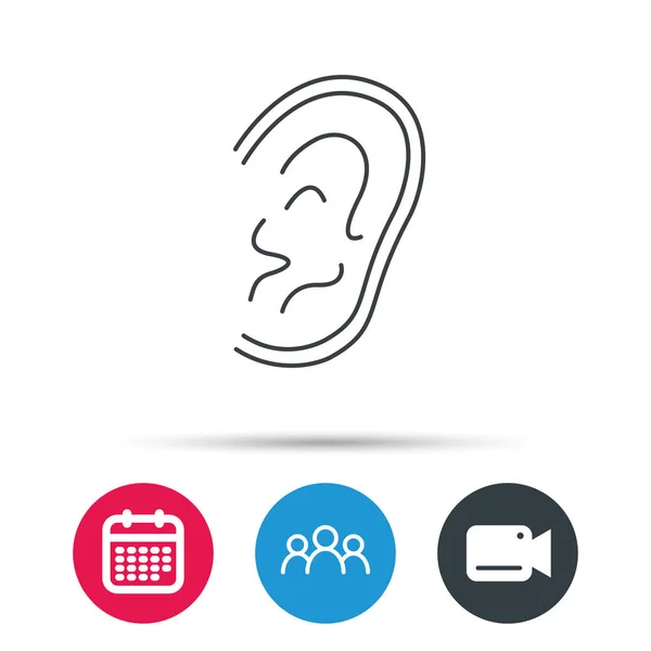 Icône d'oreille. Écouter ou écouter signe . — Image vectorielle