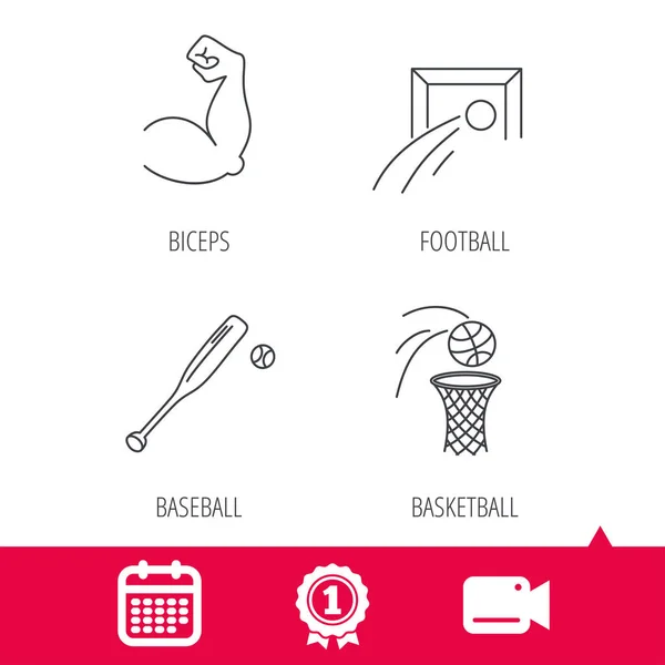 Baseball, Fußball und Basketball-Ikonen. — Stockvektor