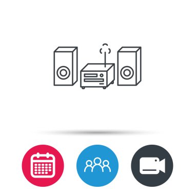 Müzik Merkez kutsal kişilerin resmi. Stereo sistemi işareti.