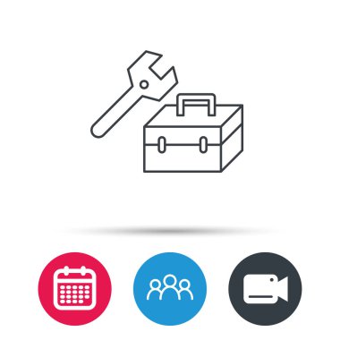 Onarım araç kutusu simgesi. İngiliz anahtarı anahtar işareti.