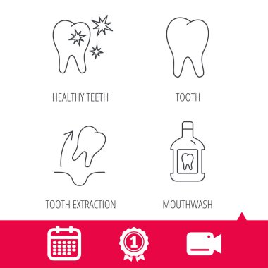 Diş, diş macunu ve sağlıklı dişler simgeler.
