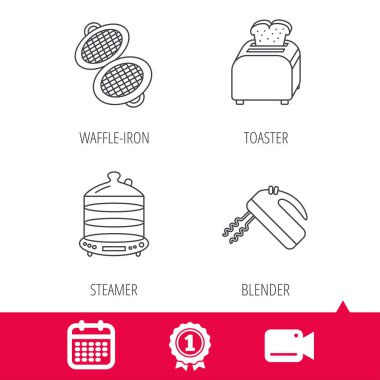 Tost makinesi, ekmek kızartma makinesi ve blender simgeleri.