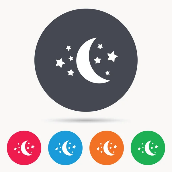 Icono de luna y estrellas. Señal de sueño nocturno . — Vector de stock