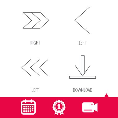 Oklar simgeler. İndirin, sol ve sağ işaret.