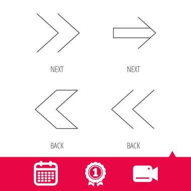 Oklar simgeler. Geri ileri, lineer işaretler.