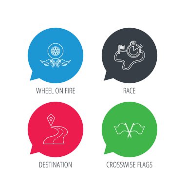 Yarış bayraklarını, zamanlayıcı ve hedef işaretçisini simgeler.