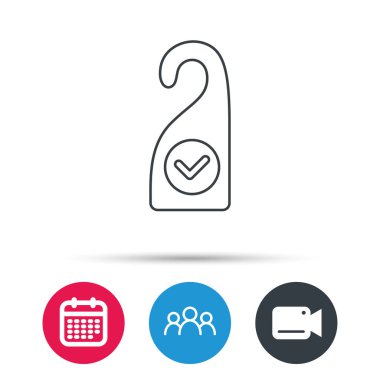 Temiz oda simgesi. Otel kapı askı işareti.