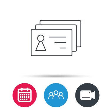 İlgili kişi kartları simgesi. Kimlik rozetleri işareti.