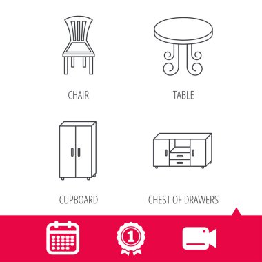 Sandalye, masa ve dolap simgeler.