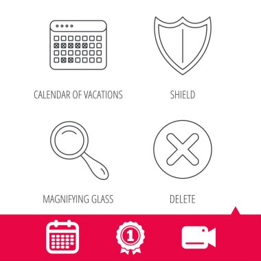 Takvim, Büyüteç ve Sil simgeler.