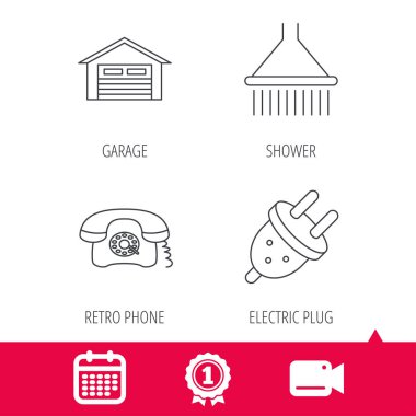 Retro telefon, garaj ve elektrik simgeler takın.