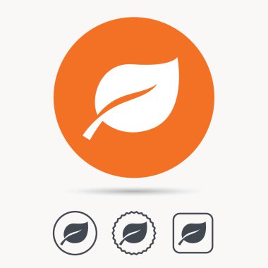 Yaprak simgesi. Taze organik ürün işareti.