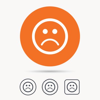 Üzgün smiley simgesi. Kötü geribildirim işareti.