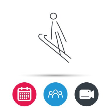 Kayak atlama simgesi. Aşırı spor işareti kayaklar.