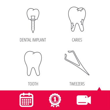 Diş çürüğü ve diş implantı simgeler.