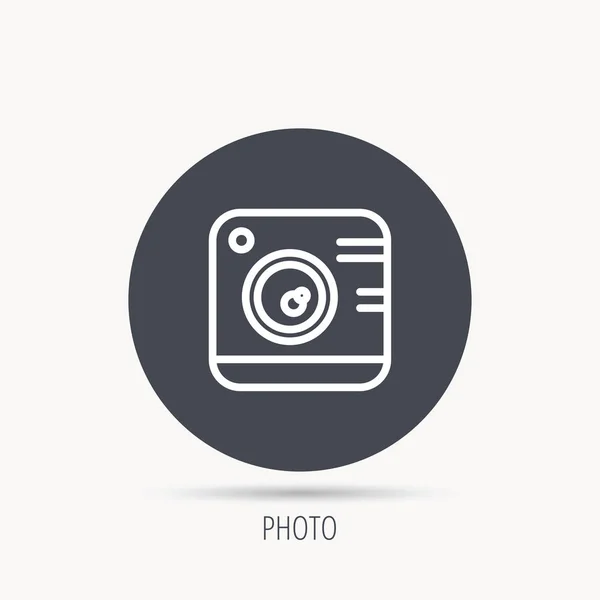 Icona della fotocamera fotografica vintage. Segno fotografico . — Vettoriale Stock