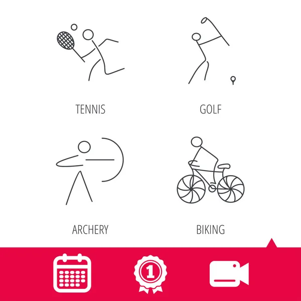 骑自行车、 网球和高尔夫的图标. — 图库矢量图片