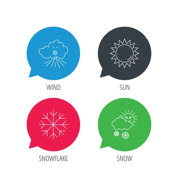 날씨, 태양 및 눈 아이콘. — 스톡 벡터