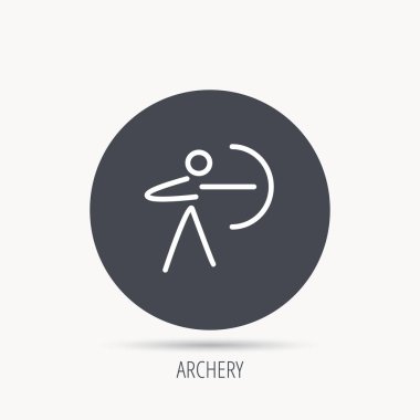 Okçuluk spor idolü. Archer longbow işareti ile.