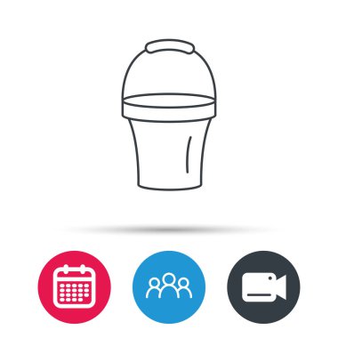 Kova simgesi. Çöp kutusu işareti. Bahçe ekipmanları.