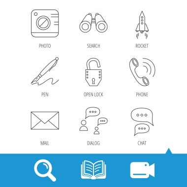 Fotoğraf, başlangıç roket ve arama simgeleri.