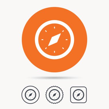 Pusula simgesini. Navigasyon cihazı işareti.