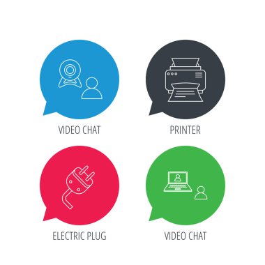 Görüntülü sohbet, yazıcı ve elektrik simgeler takın.