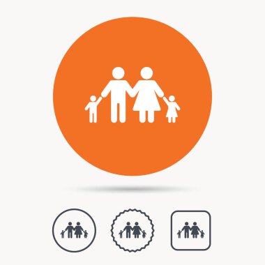 Aile simgesi. Baba, anne ve çocuk işareti.