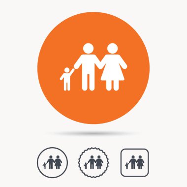 Aile simgesi. Baba, anne ve çocuk işareti.