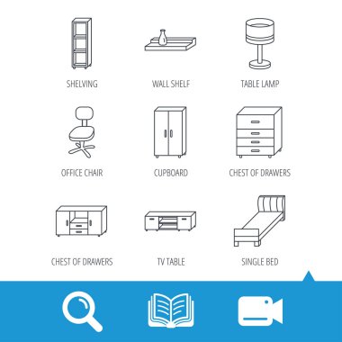 Tek Kişilik Yatak, Tv tablo ve raf simgeler.