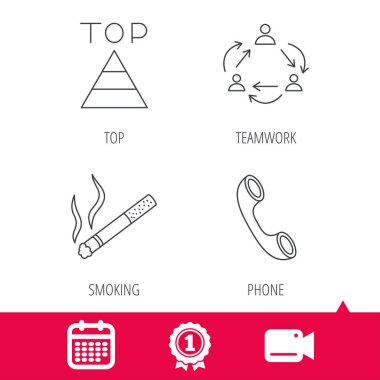 Ekip çalışması, Sigara ve telefon simgeleri.