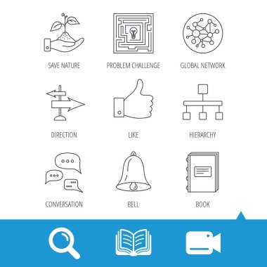 Global ağ gibi ve konuşma simgeler.