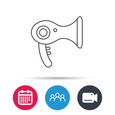 Saç kurutma makinesi simgesi. Elektronik blowdryer işareti.