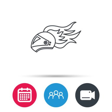 Yangın simgesi kask. Motosiklet spor işareti.