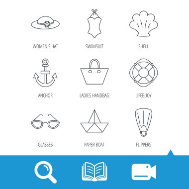 Kağıt tekne, kabuk ve mayo simgeleri.