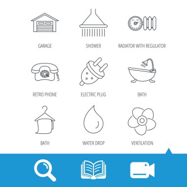 Havalandırma, ısı radyatör ve elektrik fişi.