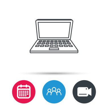 Dizüstü bilgisayar simgesi. Taşınabilir bilgisayar işareti.