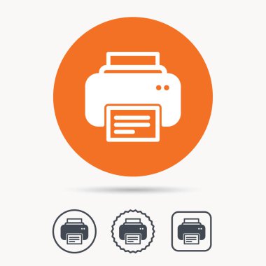 Yazıcı simgesi. Baskı teknolojisi işareti Makaleler.