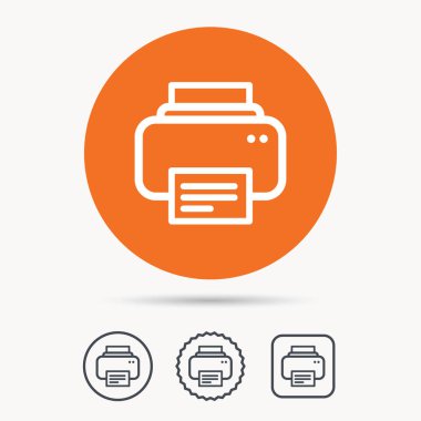 Yazıcı simgesi. Baskı teknolojisi işareti Makaleler.